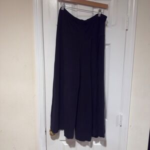 Heide Ost Black Asymmetrical Pleated Wide Leg Pants Minimalist